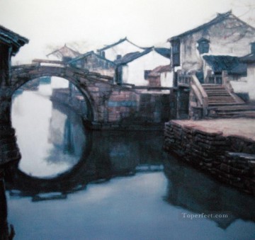 150の主題の芸術作品 Painting - 江南水郷の風景 中国の陳亦菲